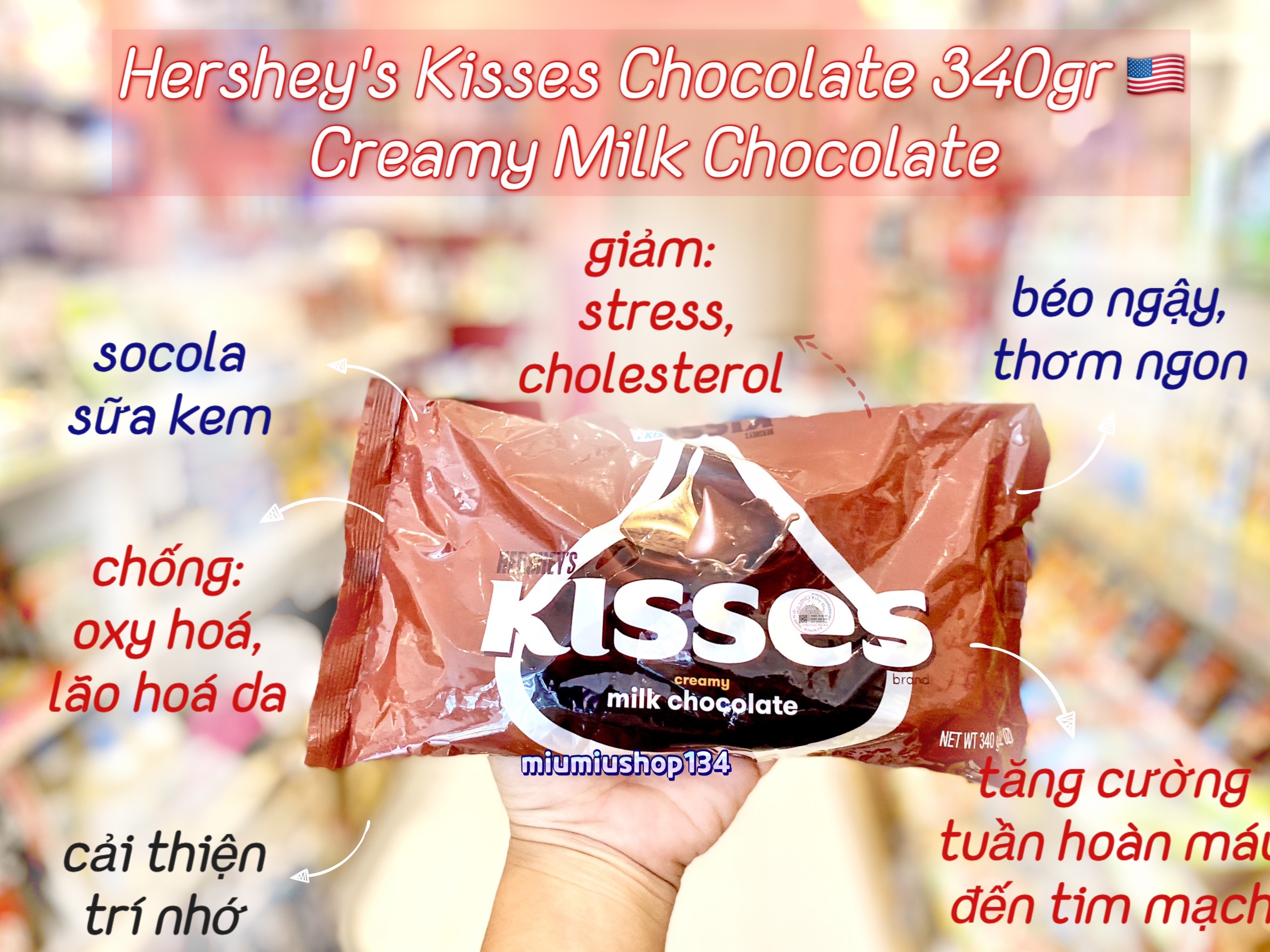 Socola Hershey’s Kisses Milk Chocolate 340 gr 🇺🇸 - Socola Sữa