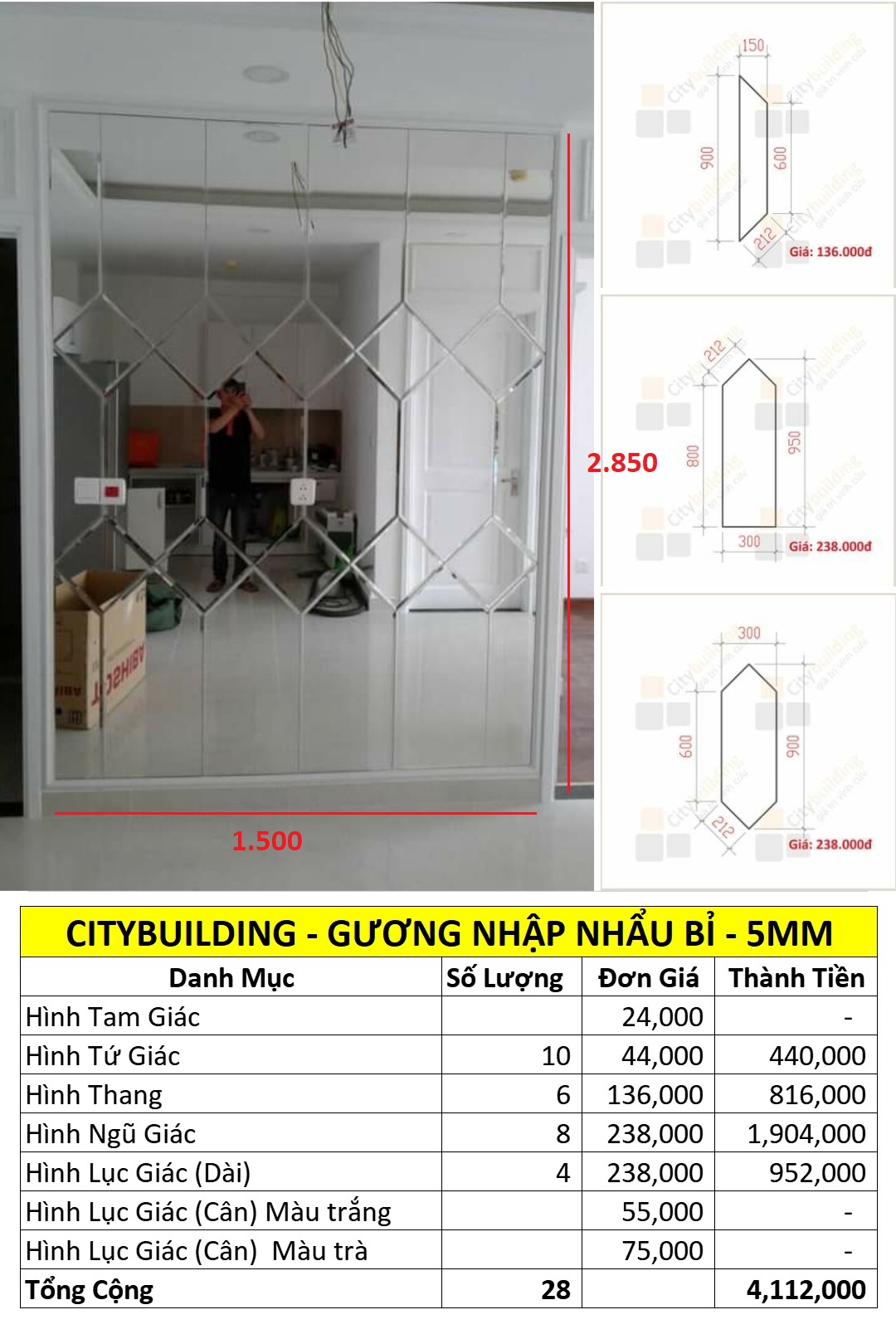 Miếng Gương Dán Tường