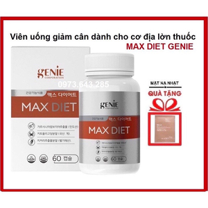 Viên Uống Giảm Cân Max Diet Genie Hàn Quốc Hộp 60 Viên dành cho cơ địa nhờn thuốc, 100% từ thiên nhiên