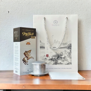 Hộp quà Sáng tạo 8 - 500gr kèm phin Nhôm( HỘP QUÀ GIÀU CÓ)