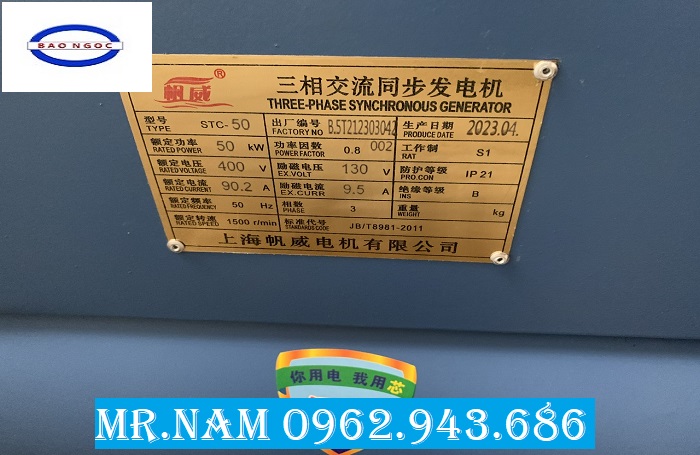 team của máy phát 50kw