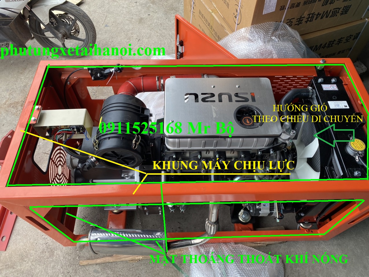 máy phát điện isuzu 26kw treo công lạnh