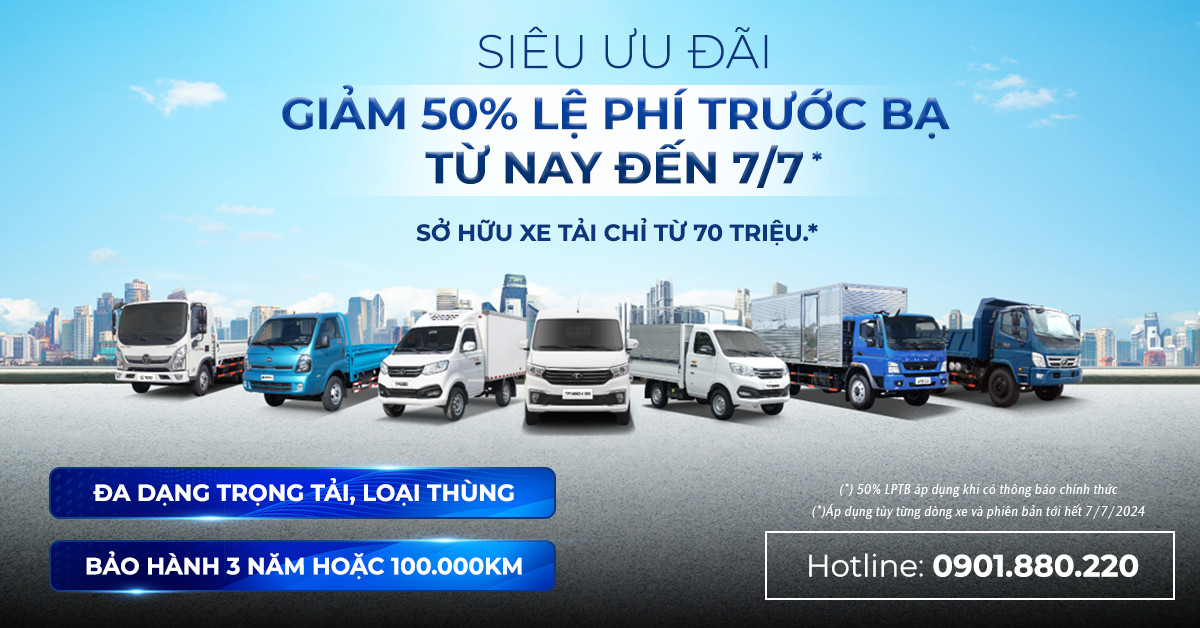 ƯU ĐÃI TƯƠNG ĐƯƠNG 50% LỆ PHÍ TRƯỚC BẠ TRỪ THẲNG VÀO GIÁ BÁN ĐẾN HẾT NGÀY 7/7/2024