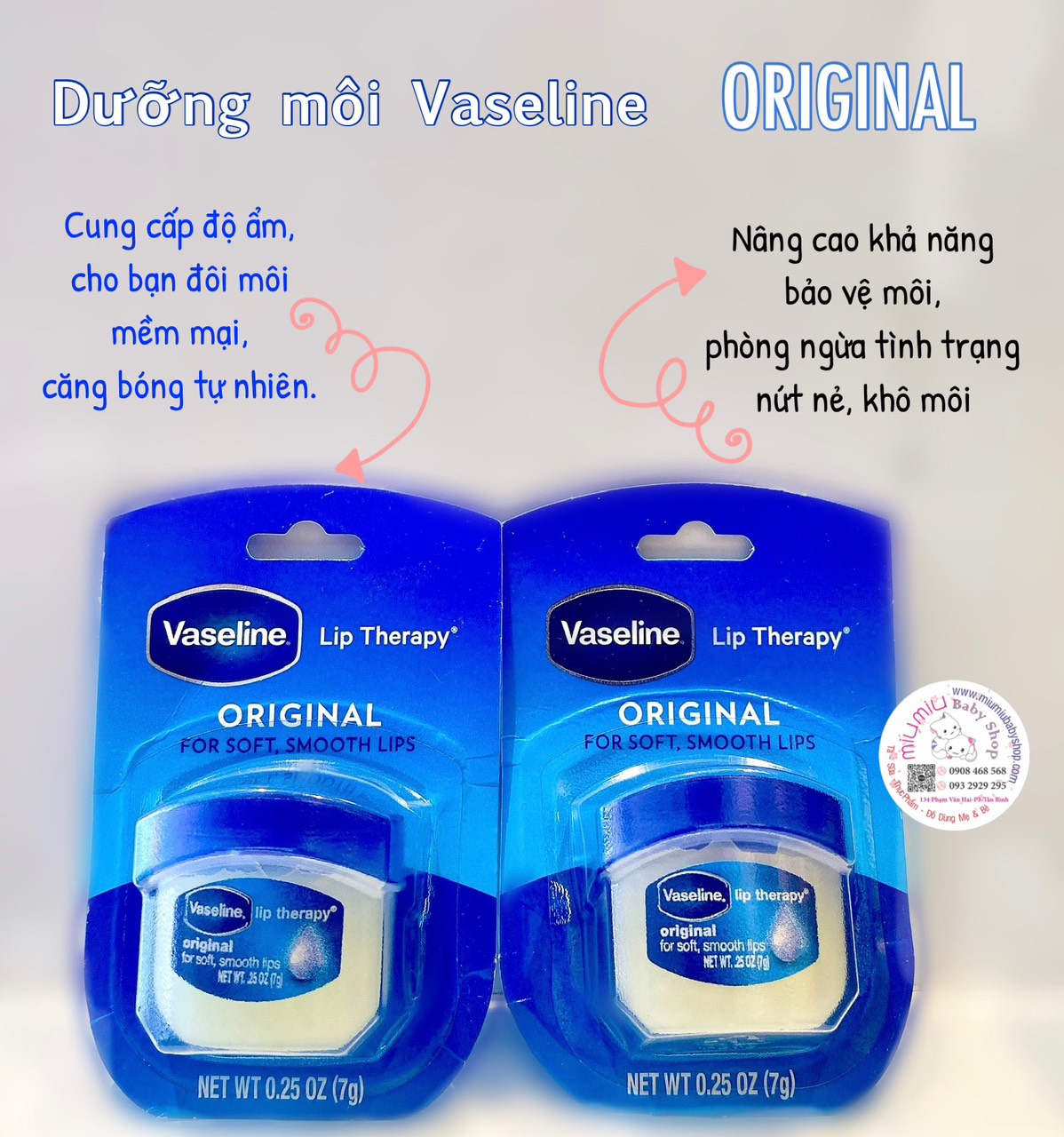 Dưỡng môi Vaseline Mỹ original