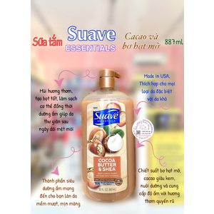 Tắm Suave cacao và bơ hạt mỡ 887ml