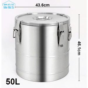 Thùng inox dung tích 50L trung chuyển thực phẩm nóng & lạnh, thùng giữ nhiệt thực phấm cho bếp ăn tập thể