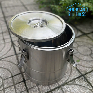 Thùng inox giữ nhiệt 3 lớp dung tích 30L, thùng trung chuyển cơm và thức ăn nóng