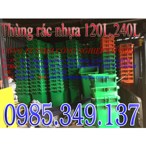 Thùng rác 120lít màu xanh, cam