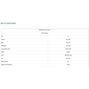 Máy Bơm Chìm Trục Ngang LuBi 3 Phase - 3HP- LHL 2AH