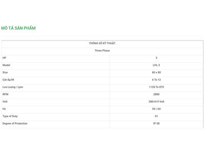 Máy Bơm Chìm Trục Ngang LuBi 3 Phase - 3HP- LHL 3