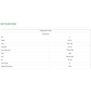 Máy Bơm Chìm Trục Ngang LuBi 3 Phase - 5HP- LHL 16