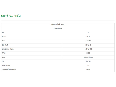 Máy Bơm Chìm Trục Ngang LuBi 3 Phase - 5HP- LHL 5A