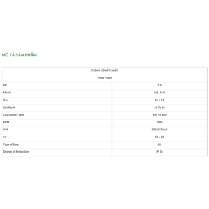 Máy Bơm Chìm Trục Ngang LuBi 3 Phase - 7.5HP- LHL 9AH