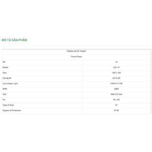 Máy Bơm Chìm Trục Ngang LuBi 3 Phase - 10HP- LHL 15