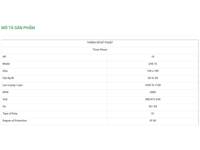 Máy Bơm Chìm Trục Ngang LuBi 3 Phase - 10HP- LHS 15