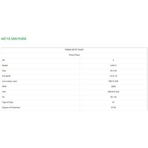 Máy Bơm Chìm Trục Ngang LuBi 3 Phase - 15HP- LHS 28