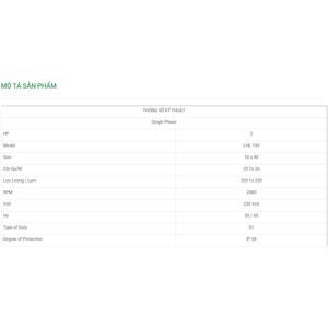 Máy Bơm Chìm Trục Ngang LuBi 1 Phase - 2HP- LHL159