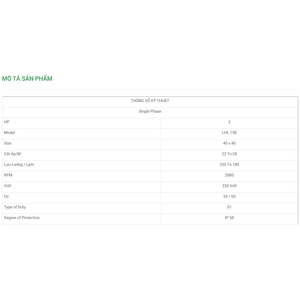 Máy Bơm Chìm Trục Ngang LuBi 1 Phase - 2HP- LHL158