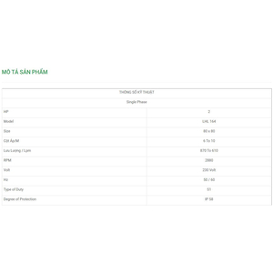 Máy Bơm Chìm Trục Ngang LuBi 1 Phase - 2HP- LHL164