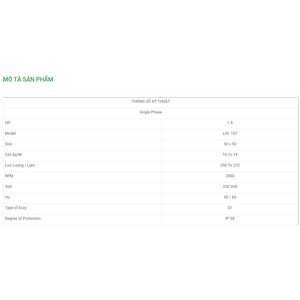 Máy Bơm Chìm Trục Ngang LuBi 1 Phase - 1.5HP- LHL 157