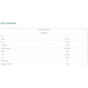 Máy Bơm Chìm Trục Ngang LuBi 1 Phase - 1HP- LHL 154