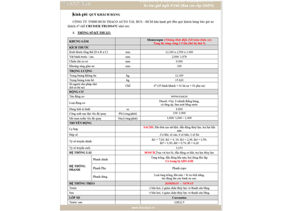 XE KHÁCH THACO 47 CHỖ MÁY 336Ps 2025