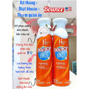 Xịt thẳng + Diệt khuẩn + Thơm quần áo 3in1 BOUNCE 275gr / 2 chai / cặp 🇺🇸