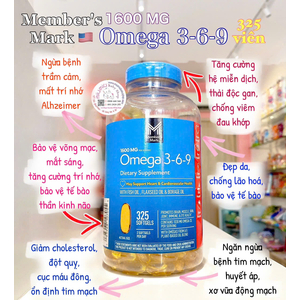Viên uống bổ sung Omega 3-6-9 của Member’s Mark 325 viên 🇺🇸
