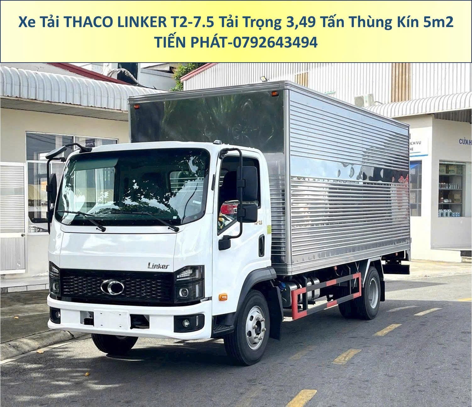 Xe Tải Thaco Linker T2-7.5 Tải Trọng 3,49 Tấn Thùng Kín 5m2