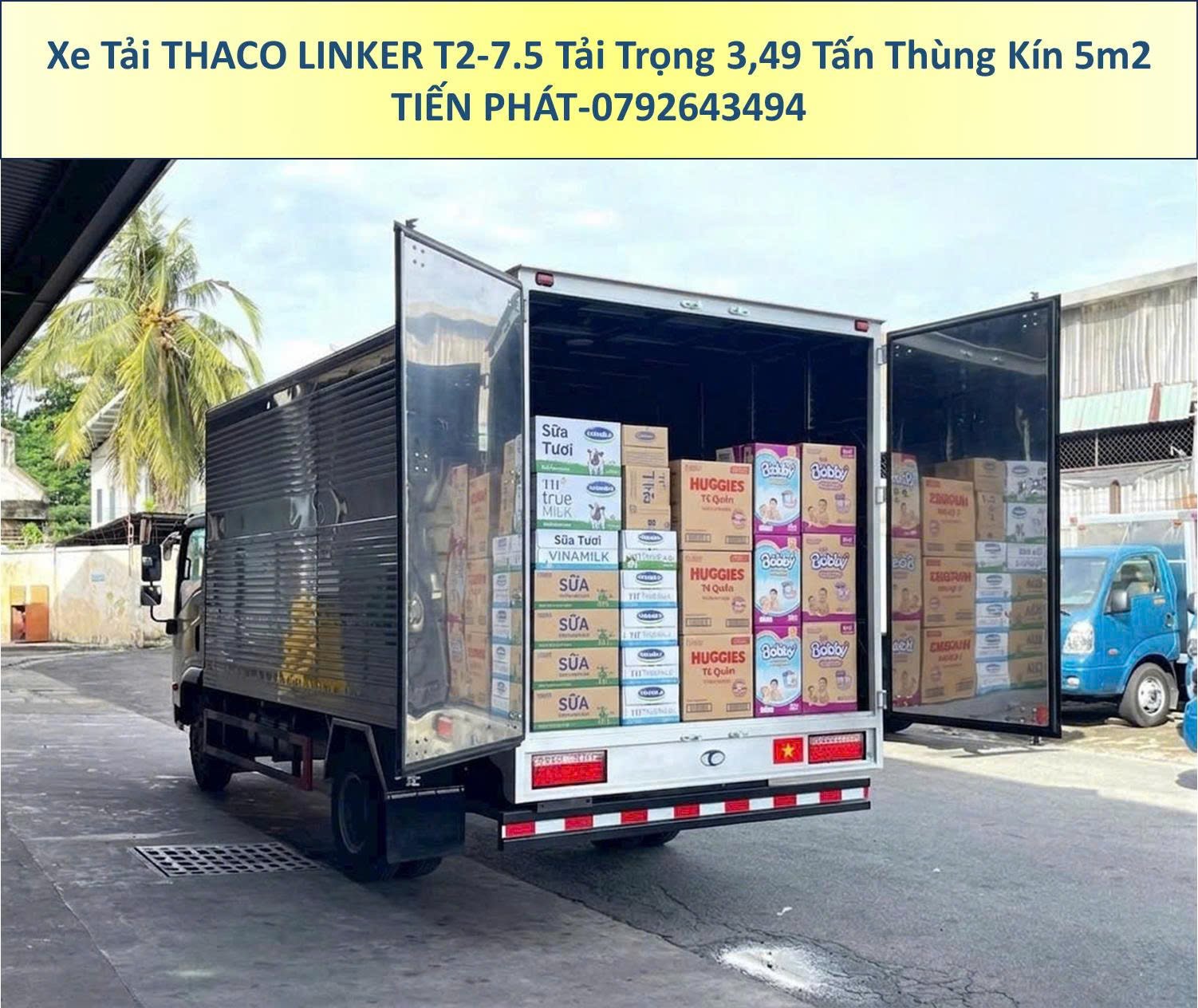 Xe Tải Thaco Linker T2-7.5 Tải Trọng 3,49 Tấn Thùng Kín 5m2