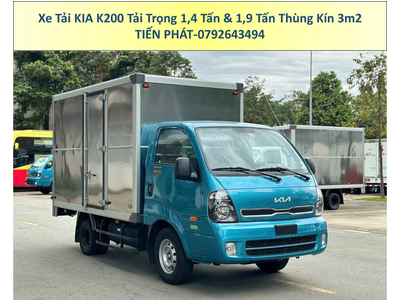 Xe Tải KIA K200 Tải Trọng 1,49 Tấn và 1,9 Tấn Thùng Kín 3m2