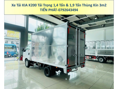 Xe Tải KIA K200 Tải Trọng 1,49 Tấn và 1,9 Tấn Thùng Kín 3m2