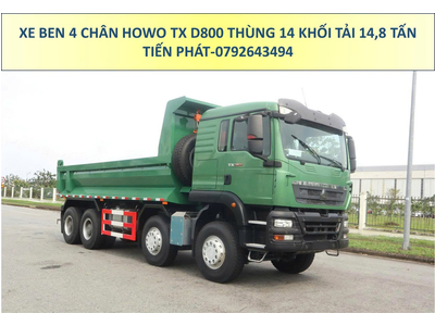 XE BEN 4 CHÂN HOWO TX D800 THÙNG 12,3 KHỐI TẢI TRỌNG 14,8 TẤN