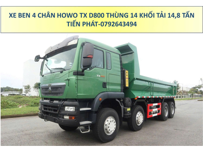 XE BEN 4 CHÂN HOWO TX D800 THÙNG 12,3 KHỐI TẢI TRỌNG 14,8 TẤN