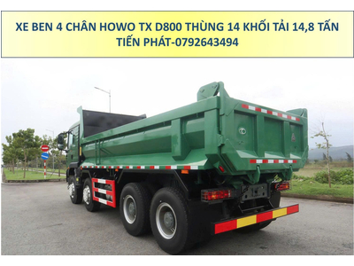 XE BEN 4 CHÂN HOWO TX D800 THÙNG 12,3 KHỐI TẢI TRỌNG 14,8 TẤN