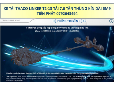 Xe Tải 7.5 Tấn THACO LINKER T2-13 Thùng Kín 6m9 Mới Nhất