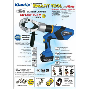 Máy ép cos thủy lực dùng pin KLAUKE EK135FT CFM