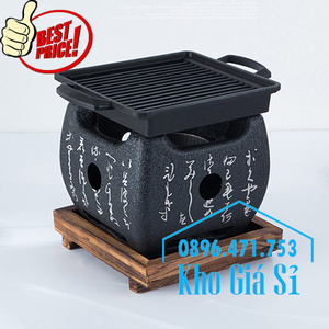 Lò nướng than khay gang chống dính kiểu Nhật Bản