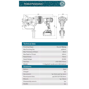 Máy đột lỗ thủy lực dùng pin ECH-20